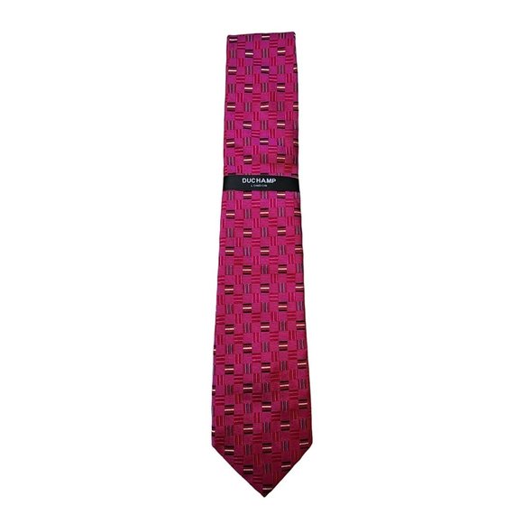 Duchamp London NWT Purple Necktie Magenta Rectangle Bar Silk Tie - Picture 1 of 3
